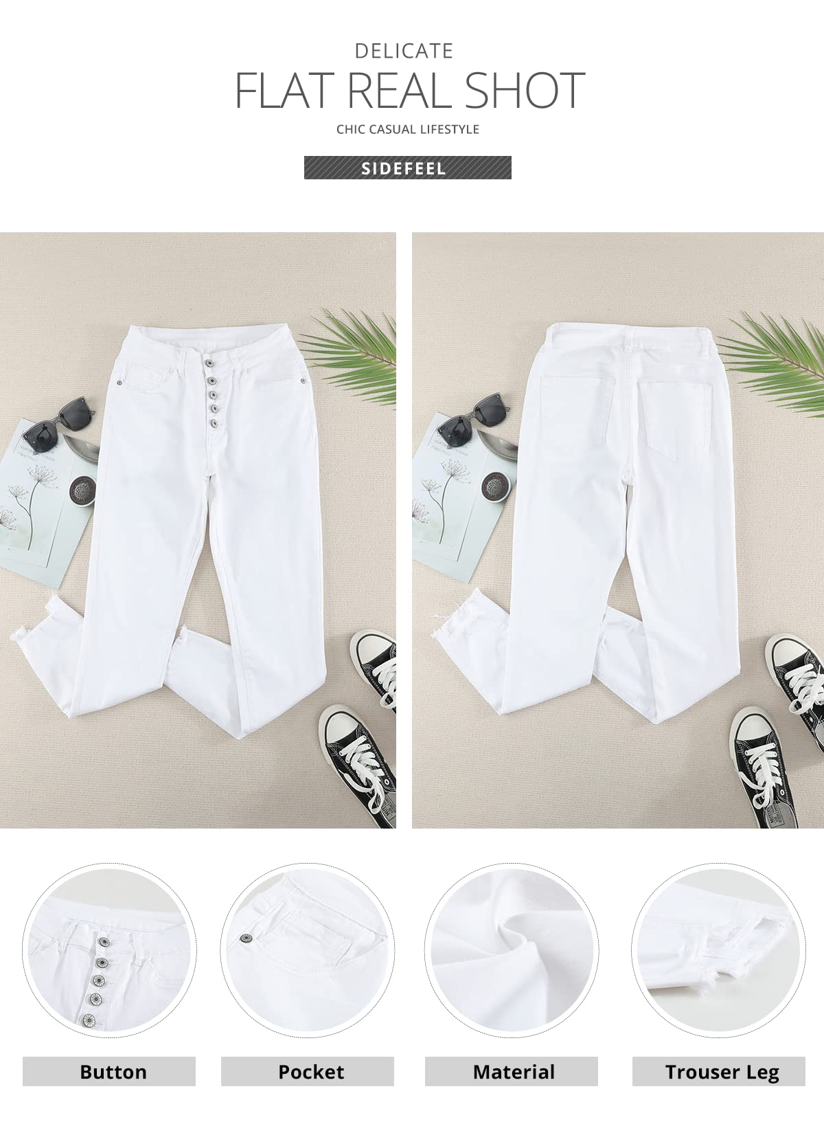 Women's Ripped Jeans Straight Leg Distressed Boyfriend Denim Pants