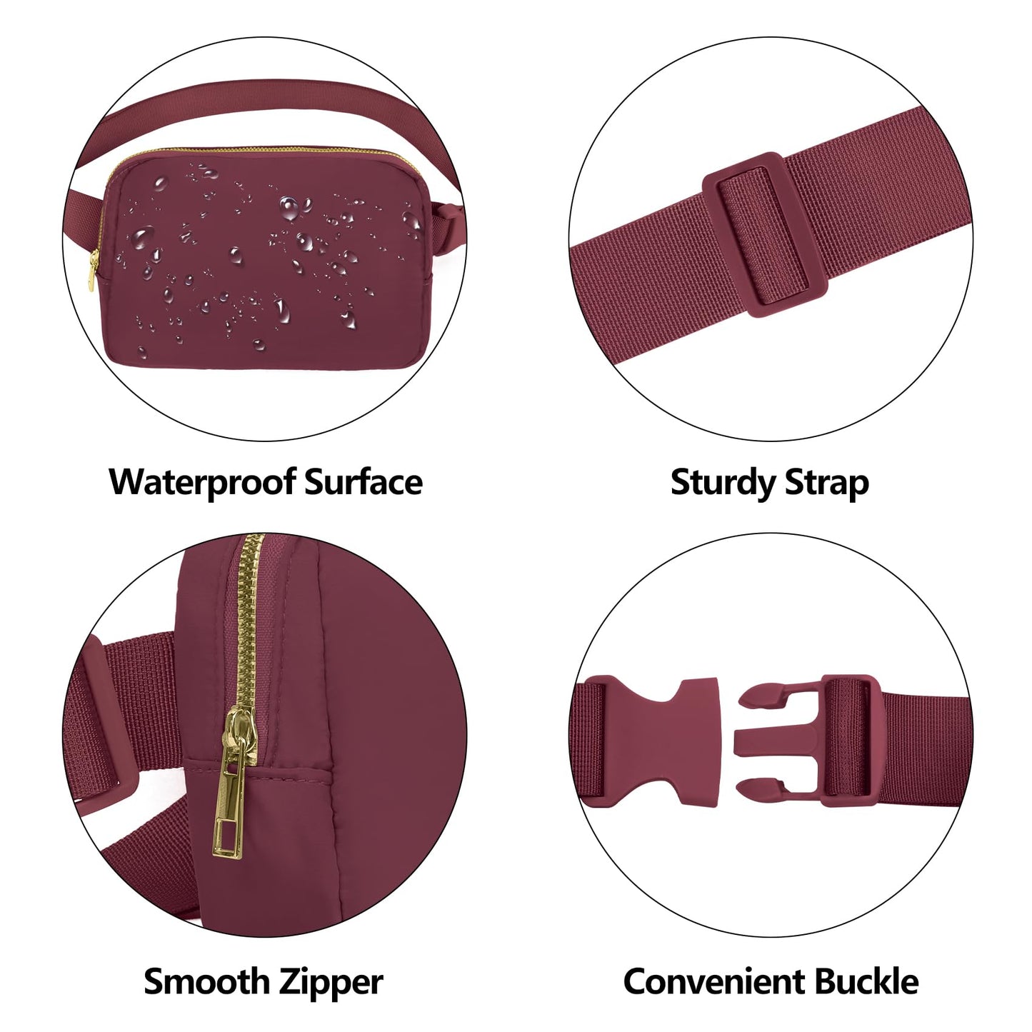 VOROLO Fanny Pack Christmas Gift For Women And Men Crossbody Bag Belt Bag Bum Bag with Adjustable Strap for Sports Black