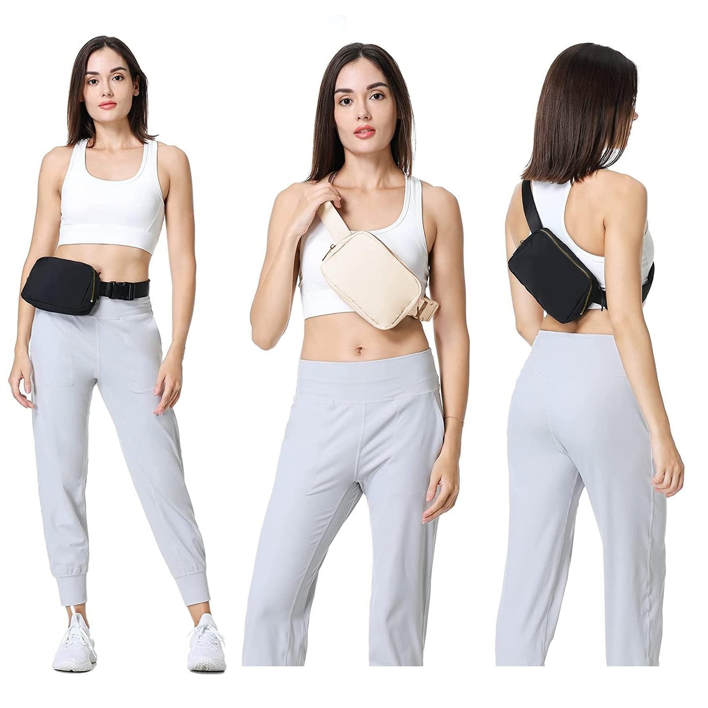 VOROLO Fanny Pack Christmas Gift For Women And Men Crossbody Bag Belt Bag Bum Bag with Adjustable Strap for Sports Black