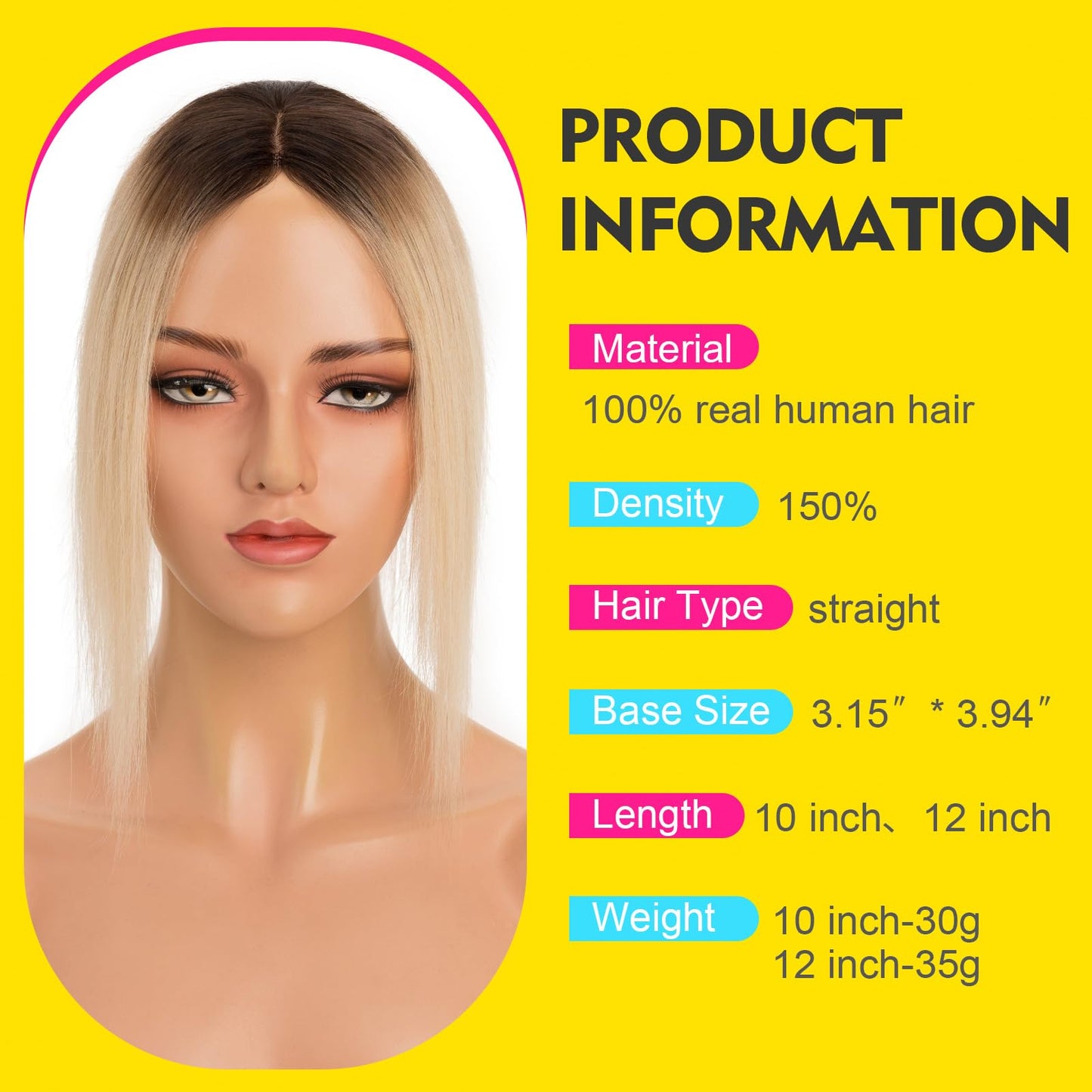 Human Hair Toppers for Women Real Human Hair No Bangs Toppers Hair Pieces for Women with Thinning Hair Upgraded Silk Base 10in. Clip In