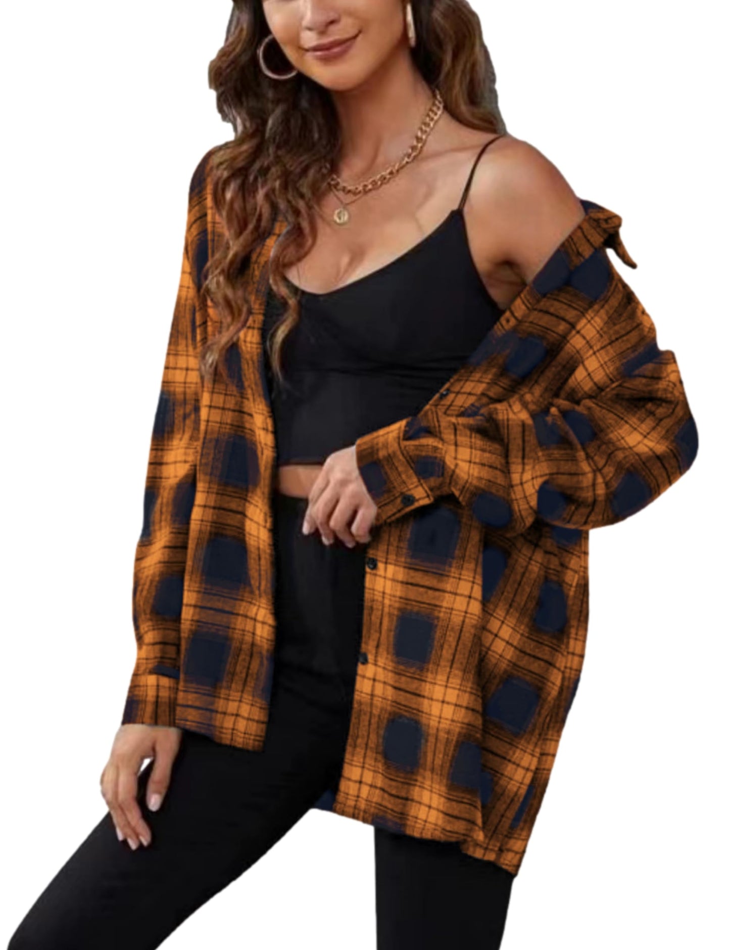 Plaid Flannel Shirts for Women Oversized Long Sleeve Button Down Buffalo Plaid Shirt Blouse Tops
