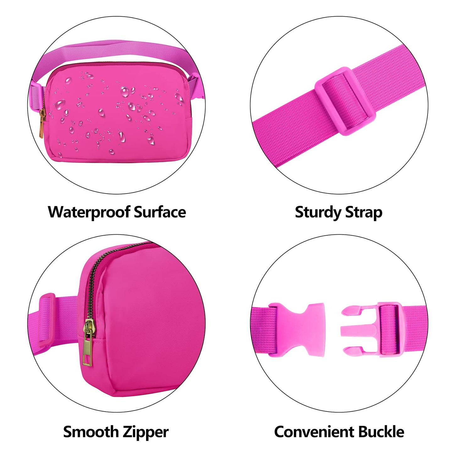 VOROLO Fanny Pack Christmas Gift For Women And Men Crossbody Bag Belt Bag Bum Bag with Adjustable Strap for Sports Black