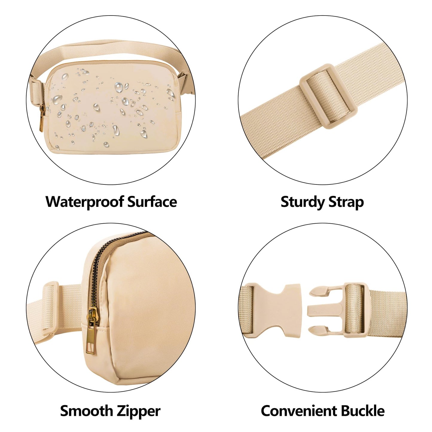 VOROLO Fanny Pack Christmas Gift For Women And Men Crossbody Bag Belt Bag Bum Bag with Adjustable Strap for Sports Black