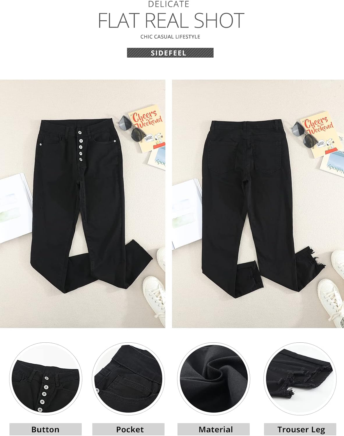 Women's Ripped Jeans Straight Leg Distressed Boyfriend Denim Pants