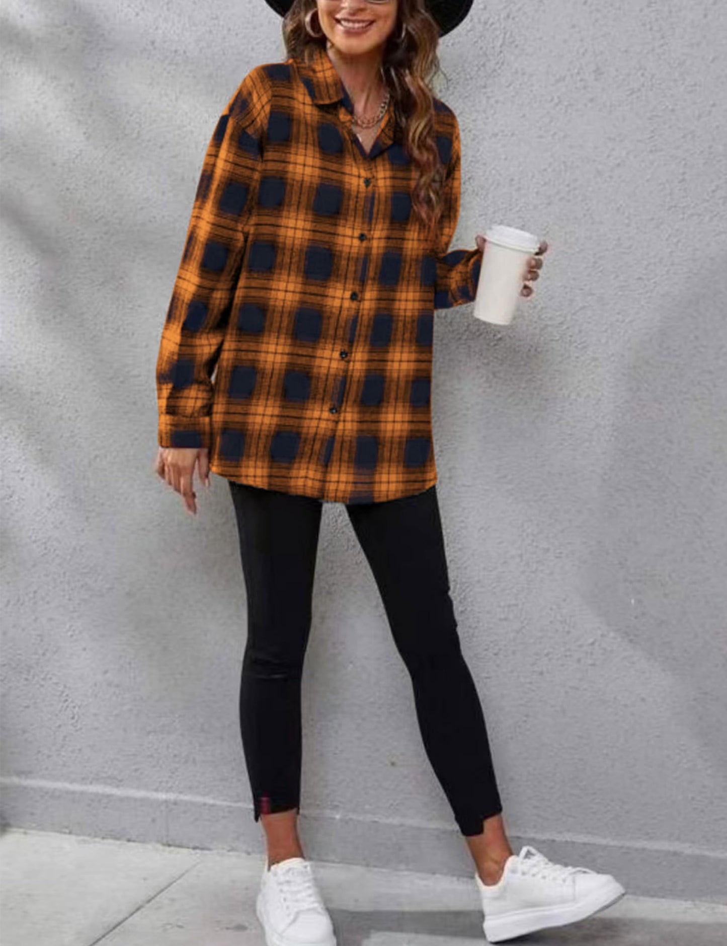 Plaid Flannel Shirts for Women Oversized Long Sleeve Button Down Buffalo Plaid Shirt Blouse Tops
