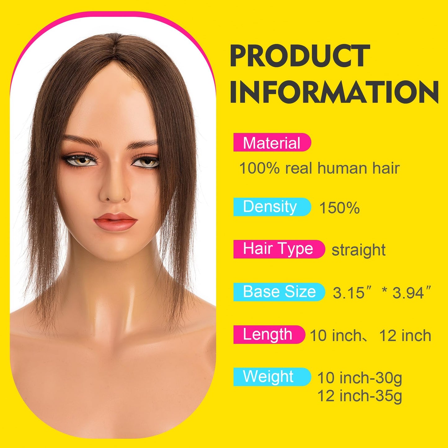 Human Hair Toppers for Women Real Human Hair No Bangs Toppers Hair Pieces for Women with Thinning Hair Upgraded Silk Base 10in. Clip In