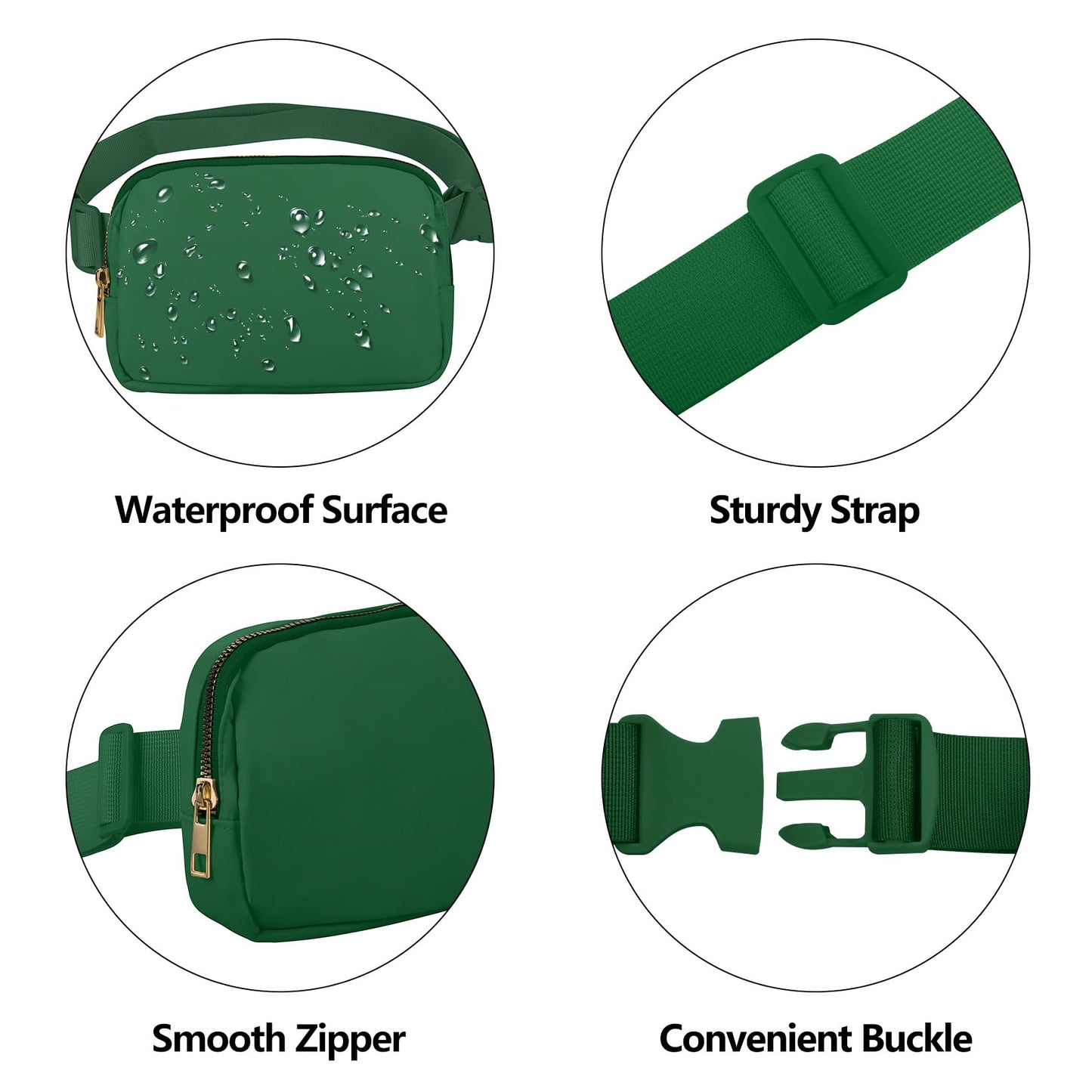 VOROLO Fanny Pack Christmas Gift For Women And Men Crossbody Bag Belt Bag Bum Bag with Adjustable Strap for Sports Black