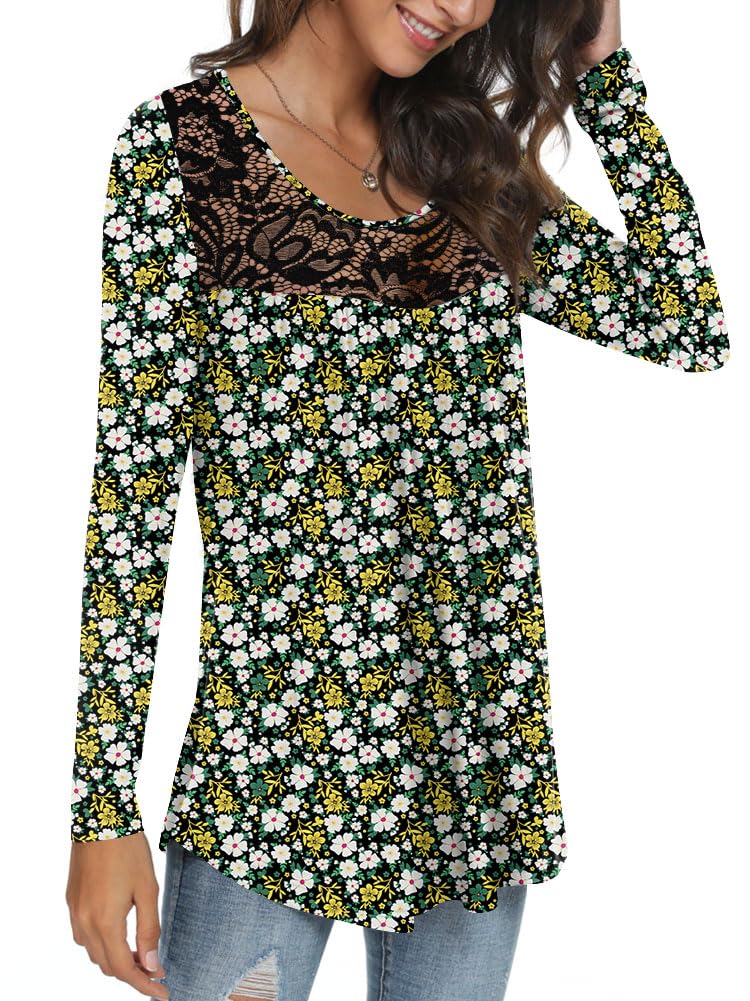 Womens Long Sleeve Loose Fit Tunic Tops Casual Ruffle T Shirt Blouses for Leggings