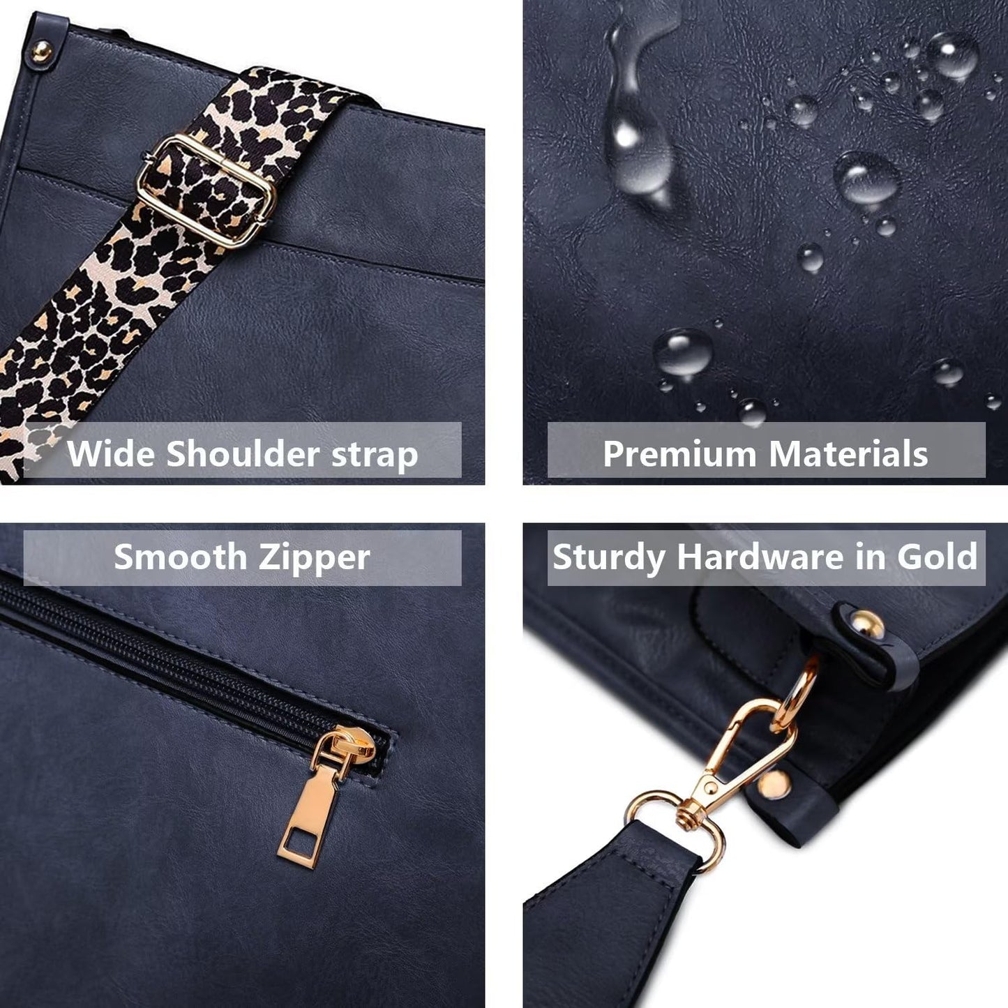 Vegan Leather Crossbody Bags for Women, Crossbody Purse with Guitar Strap Zipped Pockets Handbag