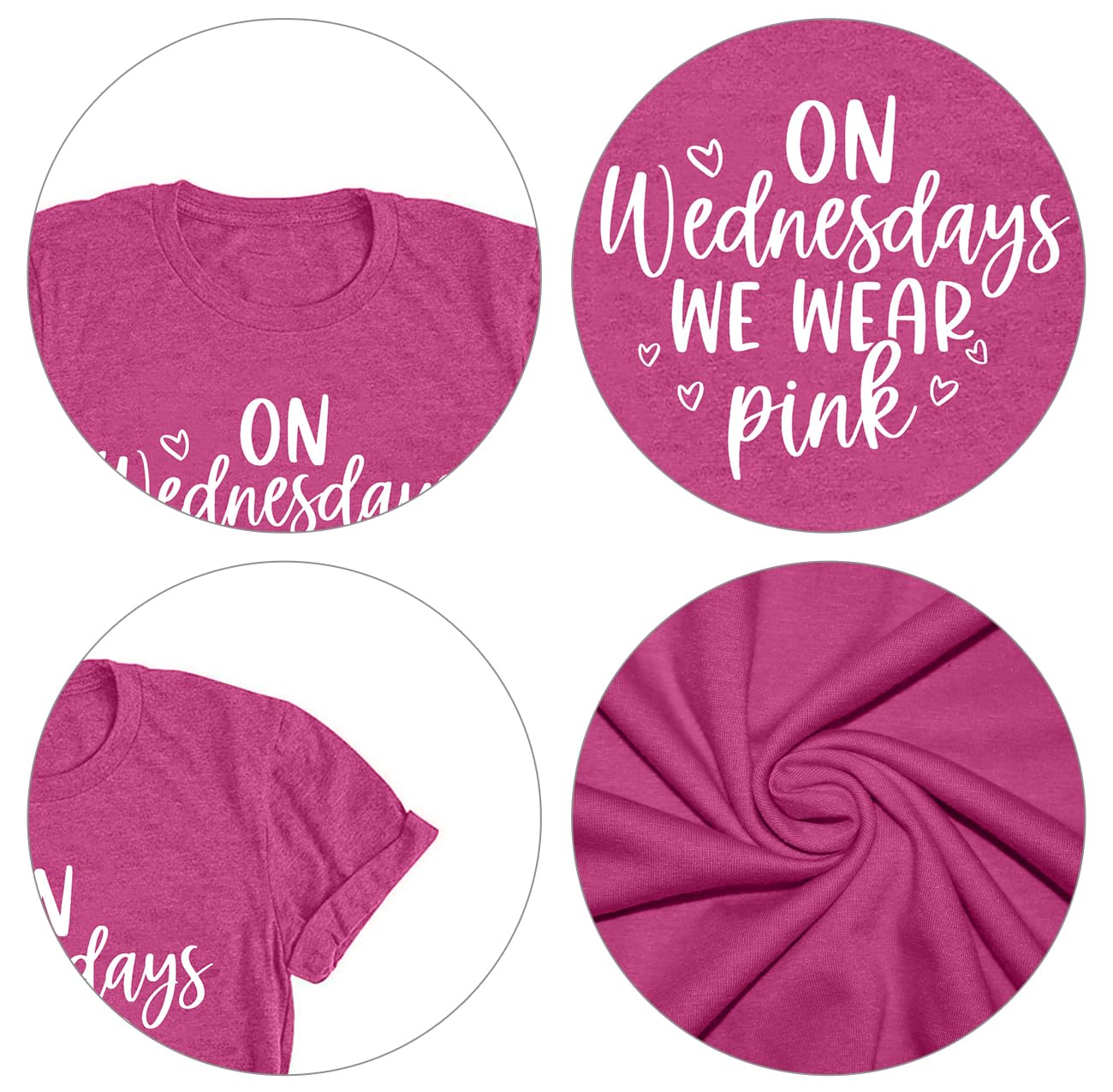 On Wednesday We Wear Pink Shirt Women Breast Cancer T Shirt Short Sleeve Print Tees Gifts for Girls Matching Outfits Top