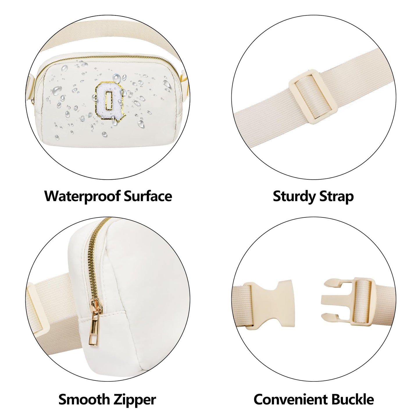 VOROLO Fanny Pack Christmas Gift For Women And Men Crossbody Bag Belt Bag Bum Bag with Adjustable Strap for Sports Black