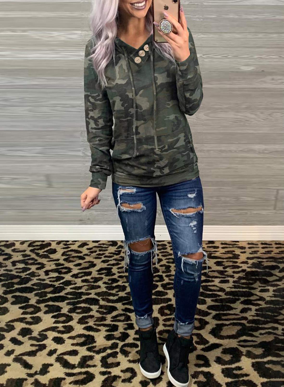 Women's Casual Long Sleeve Hoodies Sweatshirts Drawstring Pullover Tunic Tops With Pockets