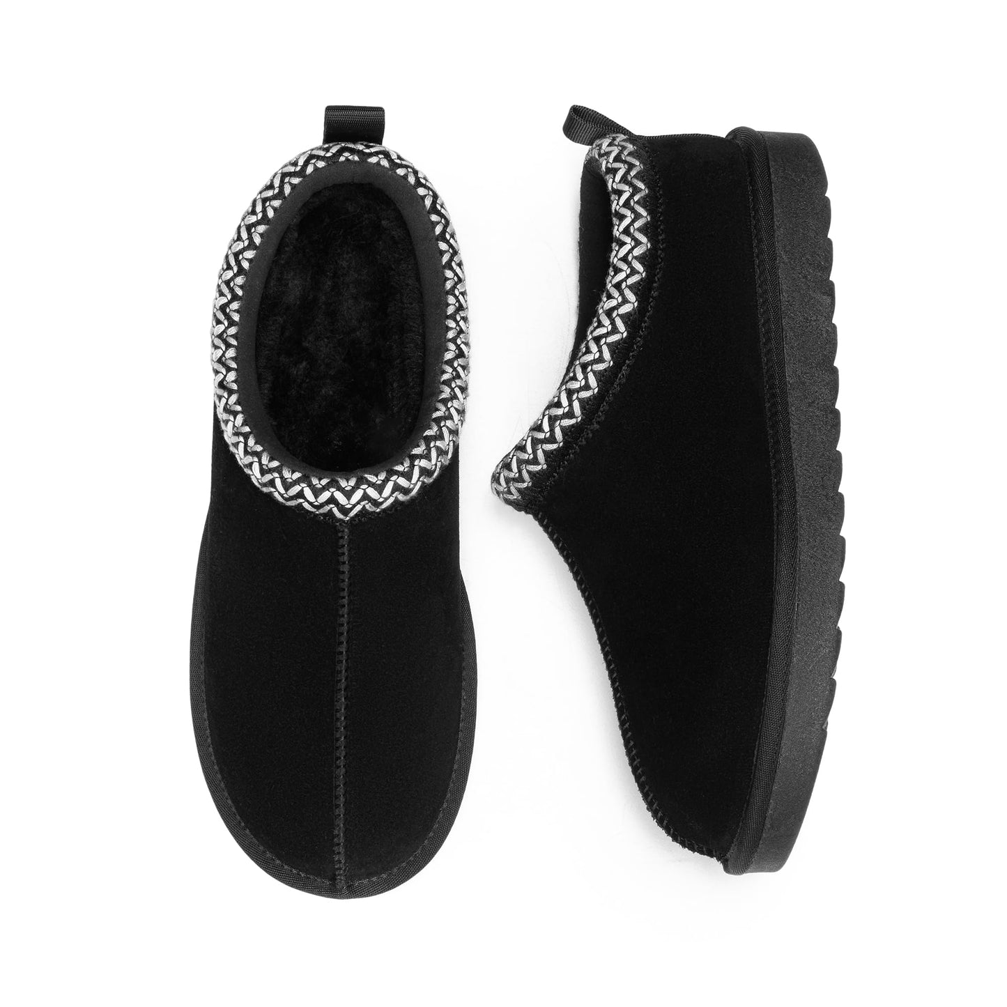DREAM PAIRS Women's Fuzzy Cozy Slippers Genuine Suede Indoor Outdoor Fluffy Home Comfy Winter Slip On Cute Warm Memory Foam Furry Shoes FuzzyEasy