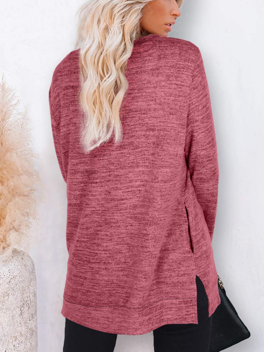 Womens Casual Sweatshirts Long Sleeve Shirts Oversized With Pocket Tunic Tops