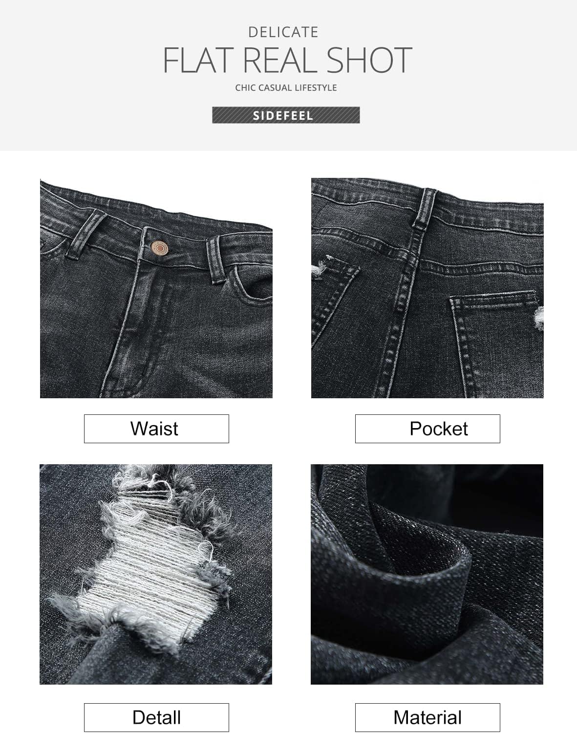 Women's Ripped Jeans Straight Leg Distressed Boyfriend Denim Pants