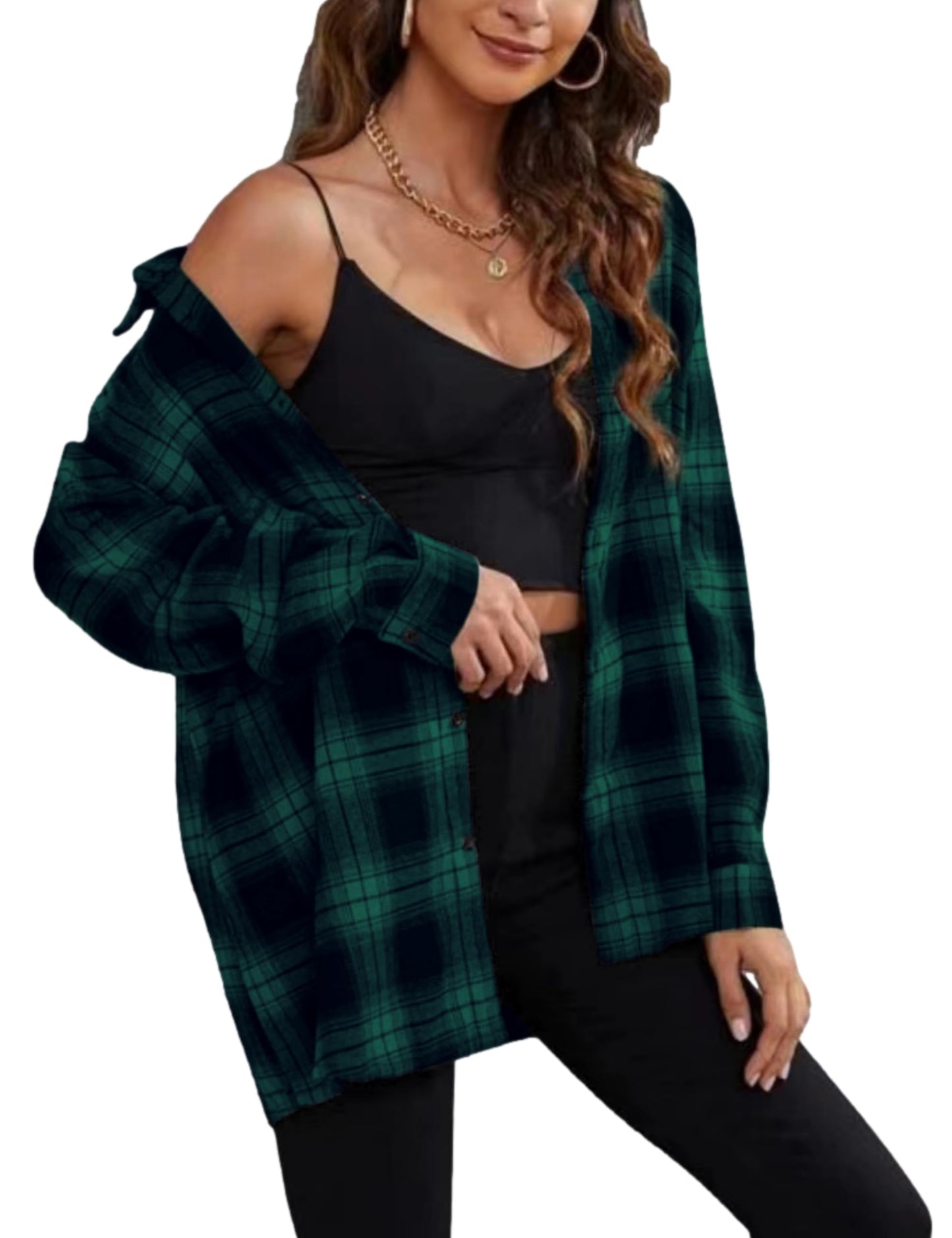Plaid Flannel Shirts for Women Oversized Long Sleeve Button Down Buffalo Plaid Shirt Blouse Tops