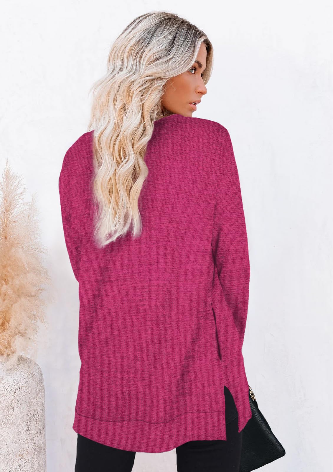 Womens Casual Sweatshirts Long Sleeve Shirts Oversized With Pocket Tunic Tops