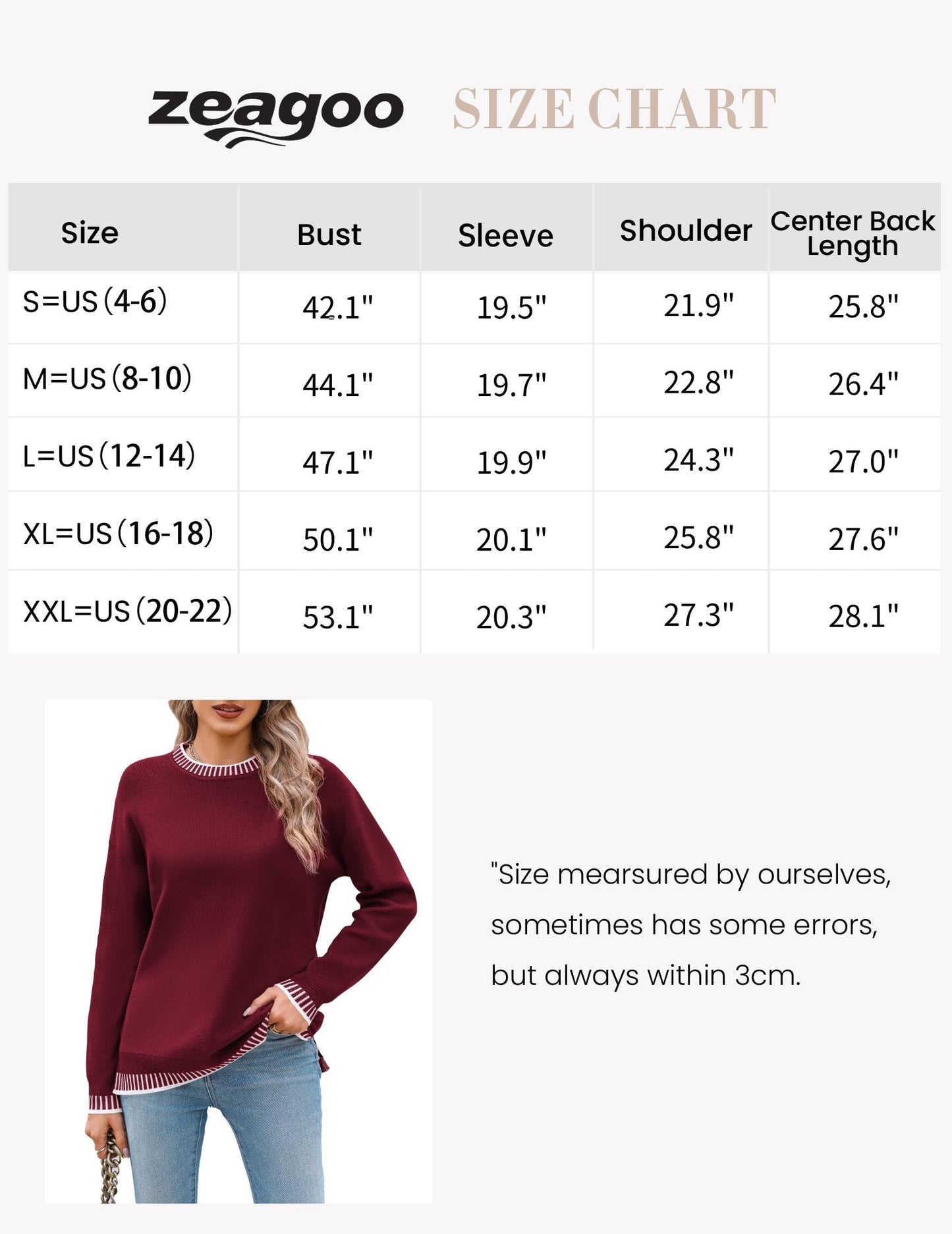 Womens Crewneck Pullover Sweater Long Sleeve Knit Side Slit