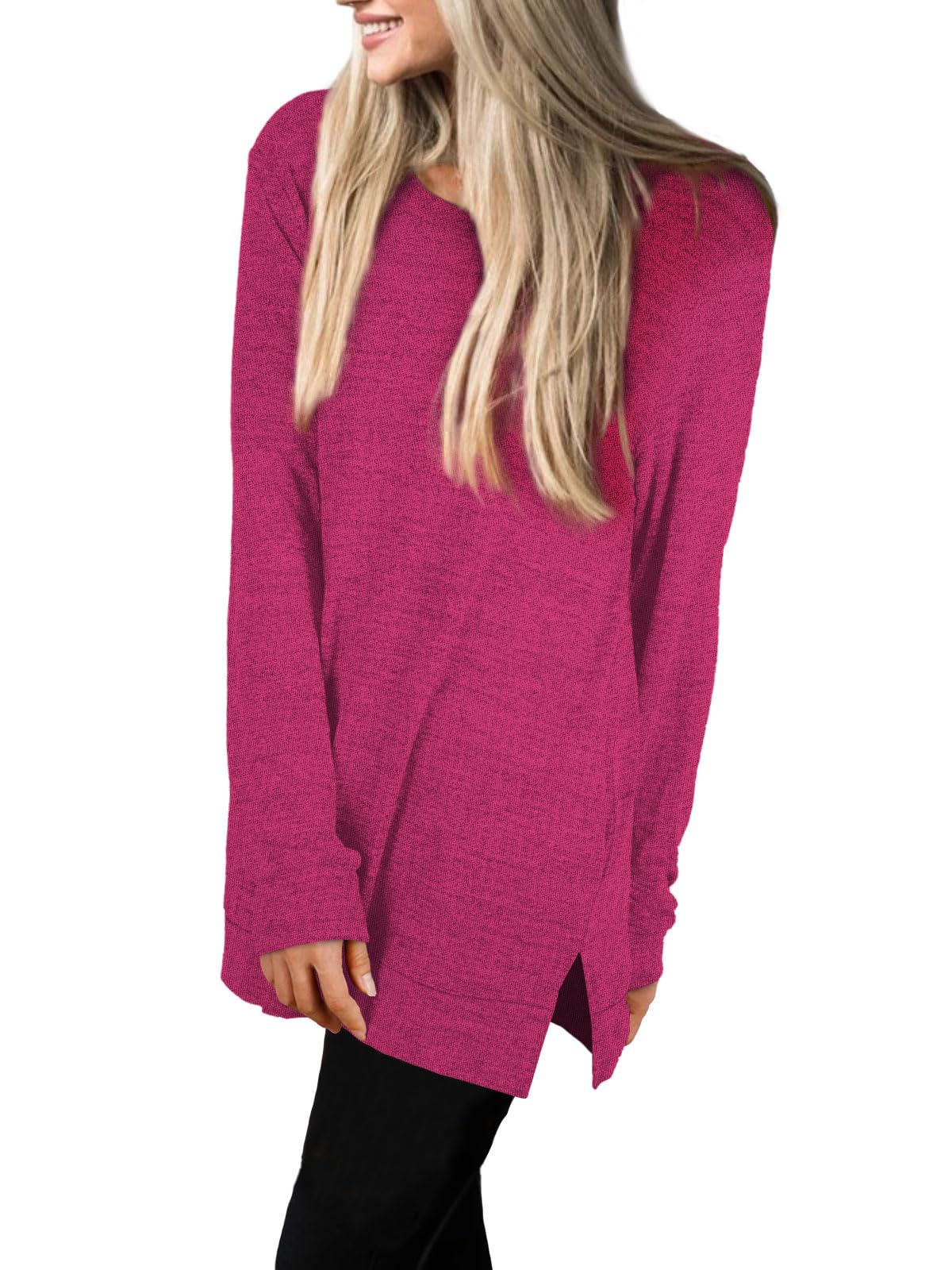 Womens Casual Sweatshirts Long Sleeve Shirts Oversized With Pocket Tunic Tops