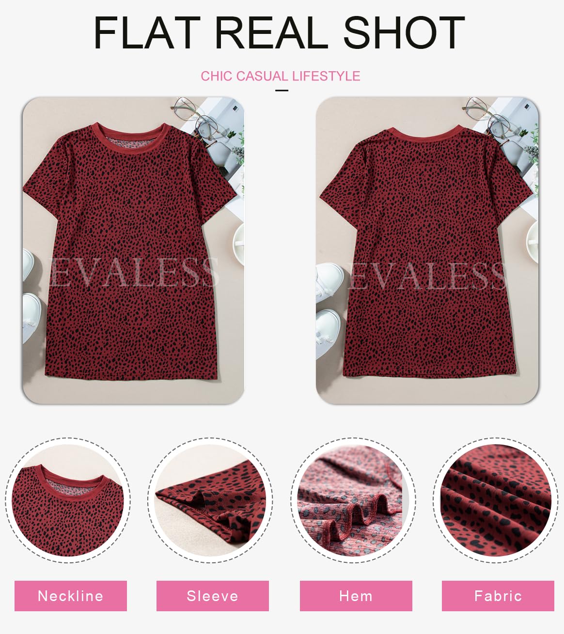 Womens Casual Polka Dot Tops Crewneck Short Sleeve T Shirts Fashion 2024 Spring Summer Loose Fit Shirts