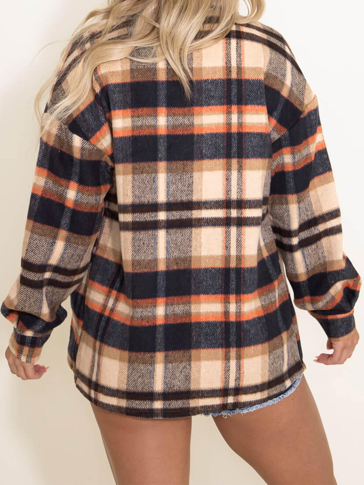 Womens Fall Outfits Fashion Clothes Shackets Flannel Plaid Button Down Long Sleeve Shirts Jackets 2024