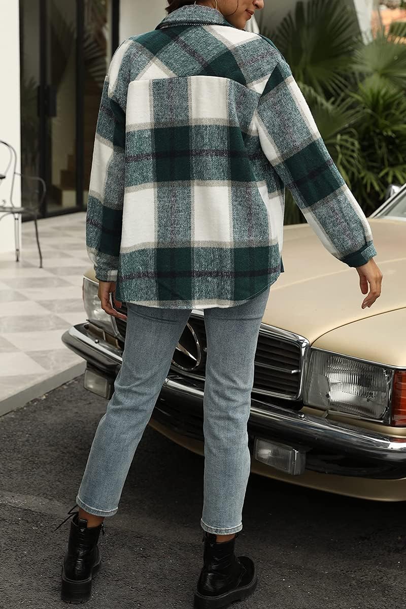 Womens Fall Outfits Fashion Clothes Shackets Flannel Plaid Button Down Long Sleeve Shirts Jackets 2024