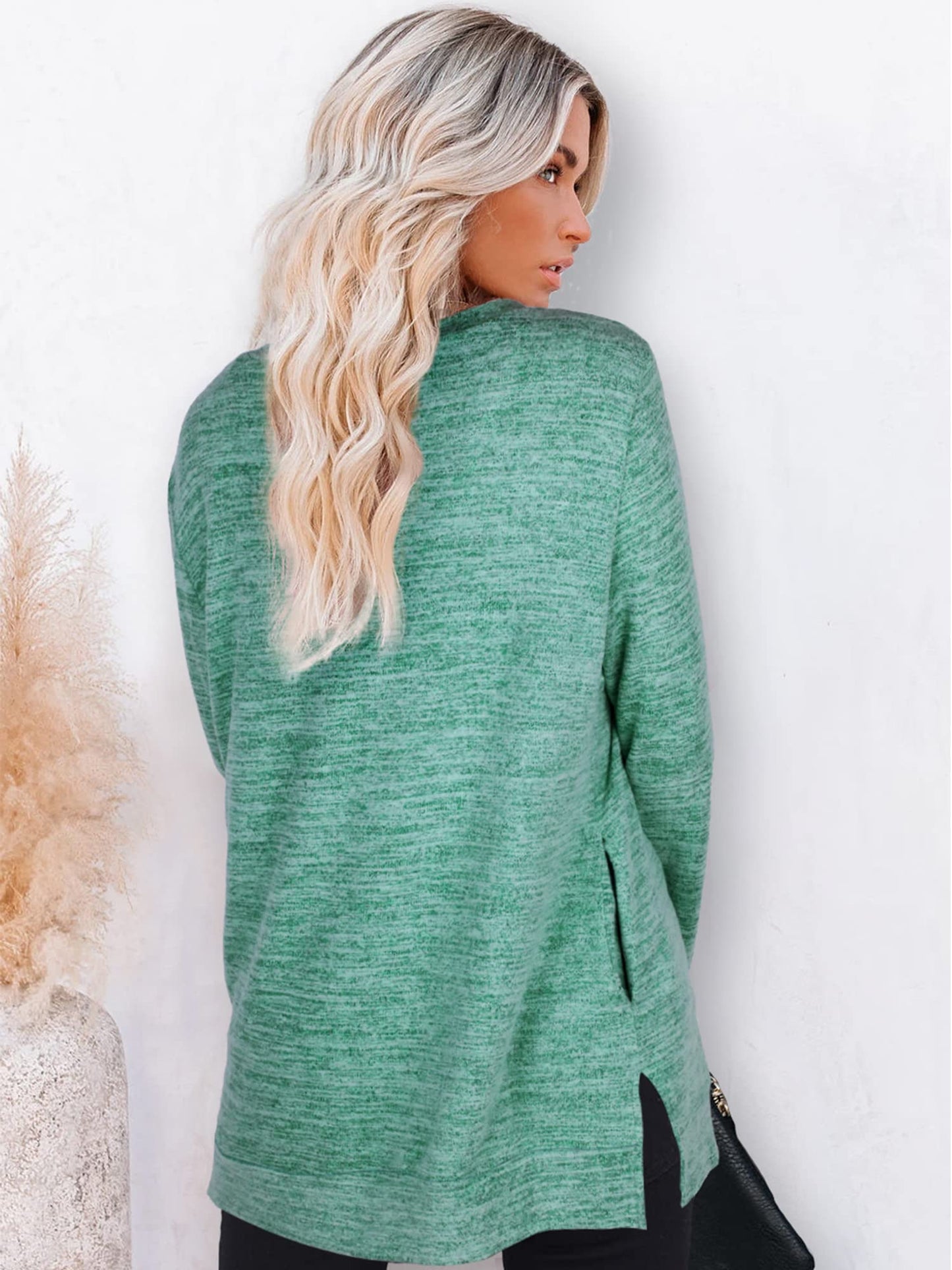 Womens Casual Sweatshirts Long Sleeve Shirts Oversized With Pocket Tunic Tops