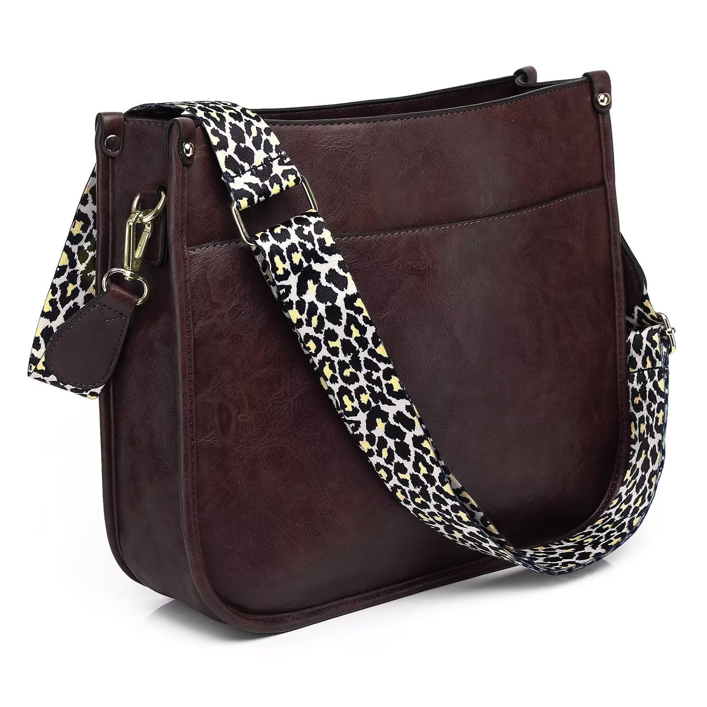 Vegan Leather Crossbody Bags for Women, Crossbody Purse with Guitar Strap Zipped Pockets Handbag