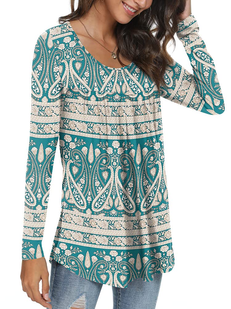 Womens Long Sleeve Loose Fit Tunic Tops Casual Ruffle T Shirt Blouses for Leggings