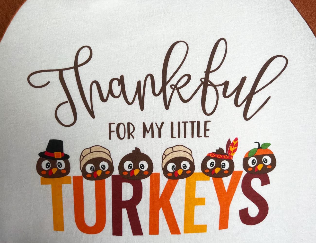 Thankful for My Little Turkeys Shirt Women Thanksgiving Tshirt Cute Graphic Raglan 3/4 Sleeve Baseball Tee Tops