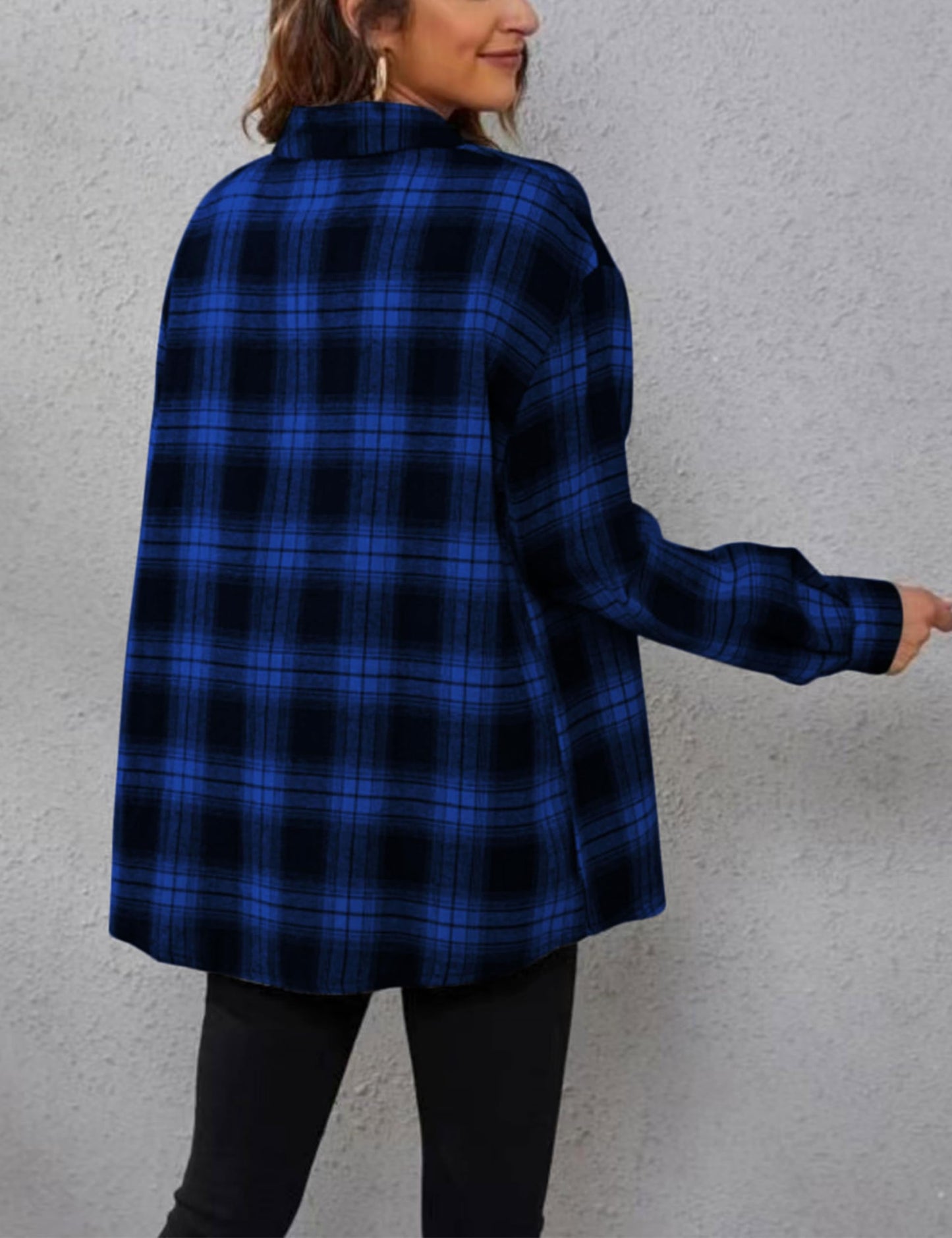 Plaid Flannel Shirts for Women Oversized Long Sleeve Button Down Buffalo Plaid Shirt Blouse Tops