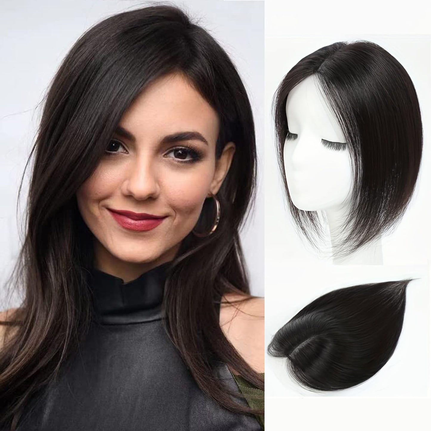 Hair Toppers for Women Real Human Hair Toppers Hair Pieces for Women with Thinning Hair 12 Inch Clip In Hair Toppers Upgrade Swiss Base Hair Topper 40g Medium Brown Mix Blonde