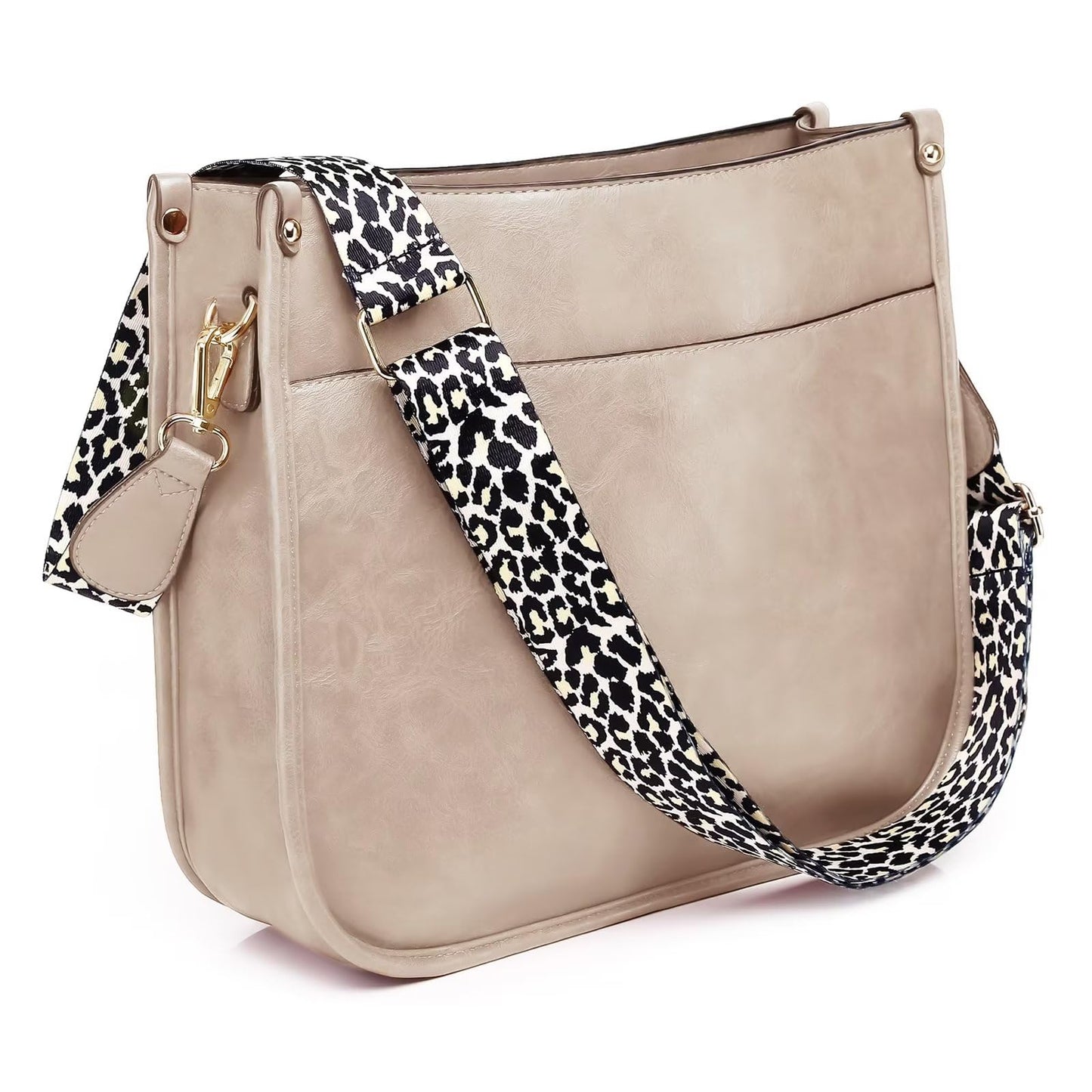 Vegan Leather Crossbody Bags for Women, Crossbody Purse with Guitar Strap Zipped Pockets Handbag