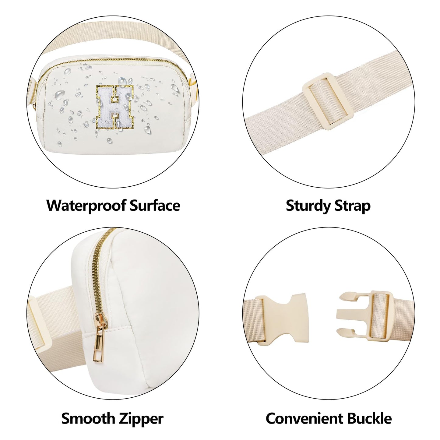 VOROLO Fanny Pack Christmas Gift For Women And Men Crossbody Bag Belt Bag Bum Bag with Adjustable Strap for Sports Black