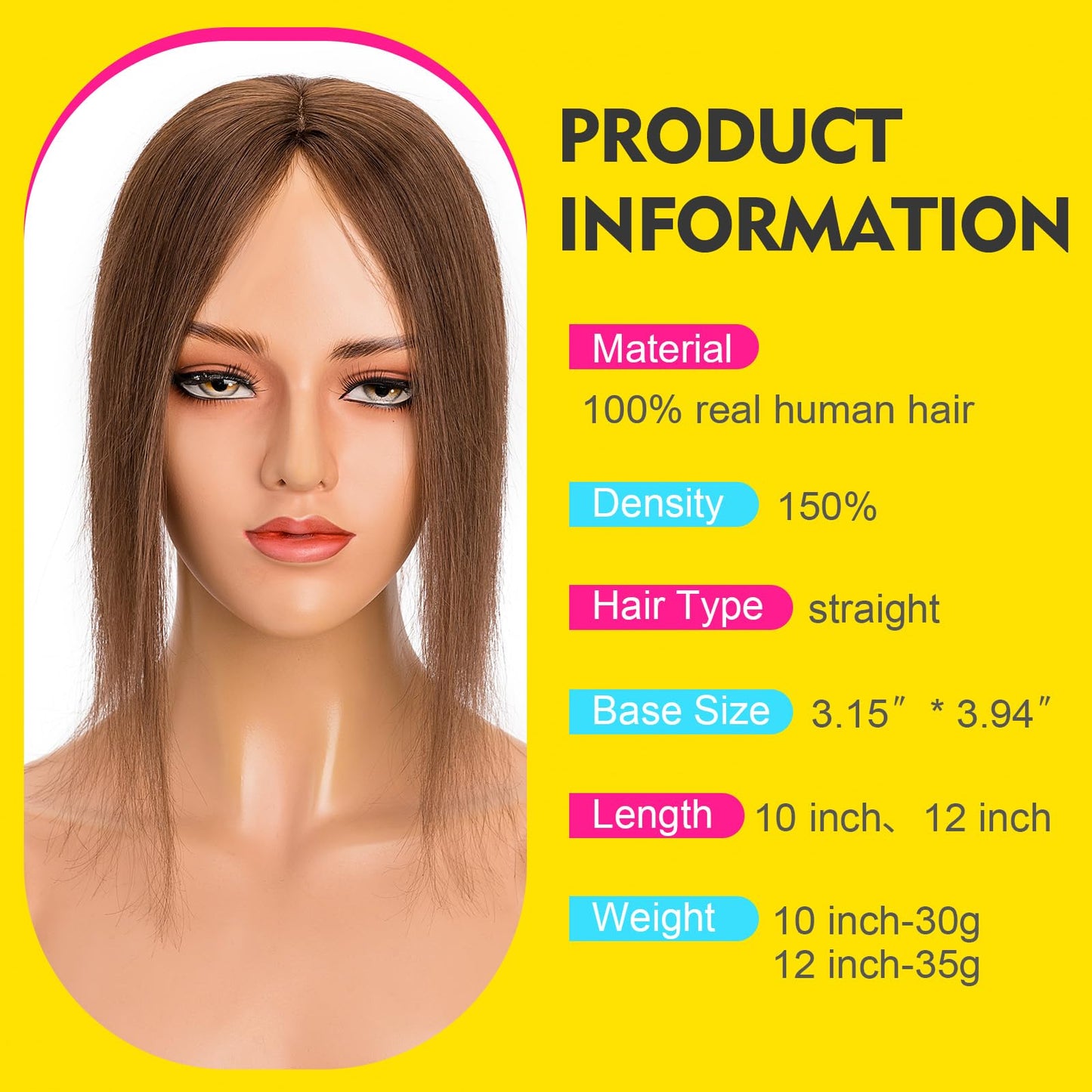 Human Hair Toppers for Women Real Human Hair No Bangs Toppers Hair Pieces for Women with Thinning Hair Upgraded Silk Base 10in. Clip In