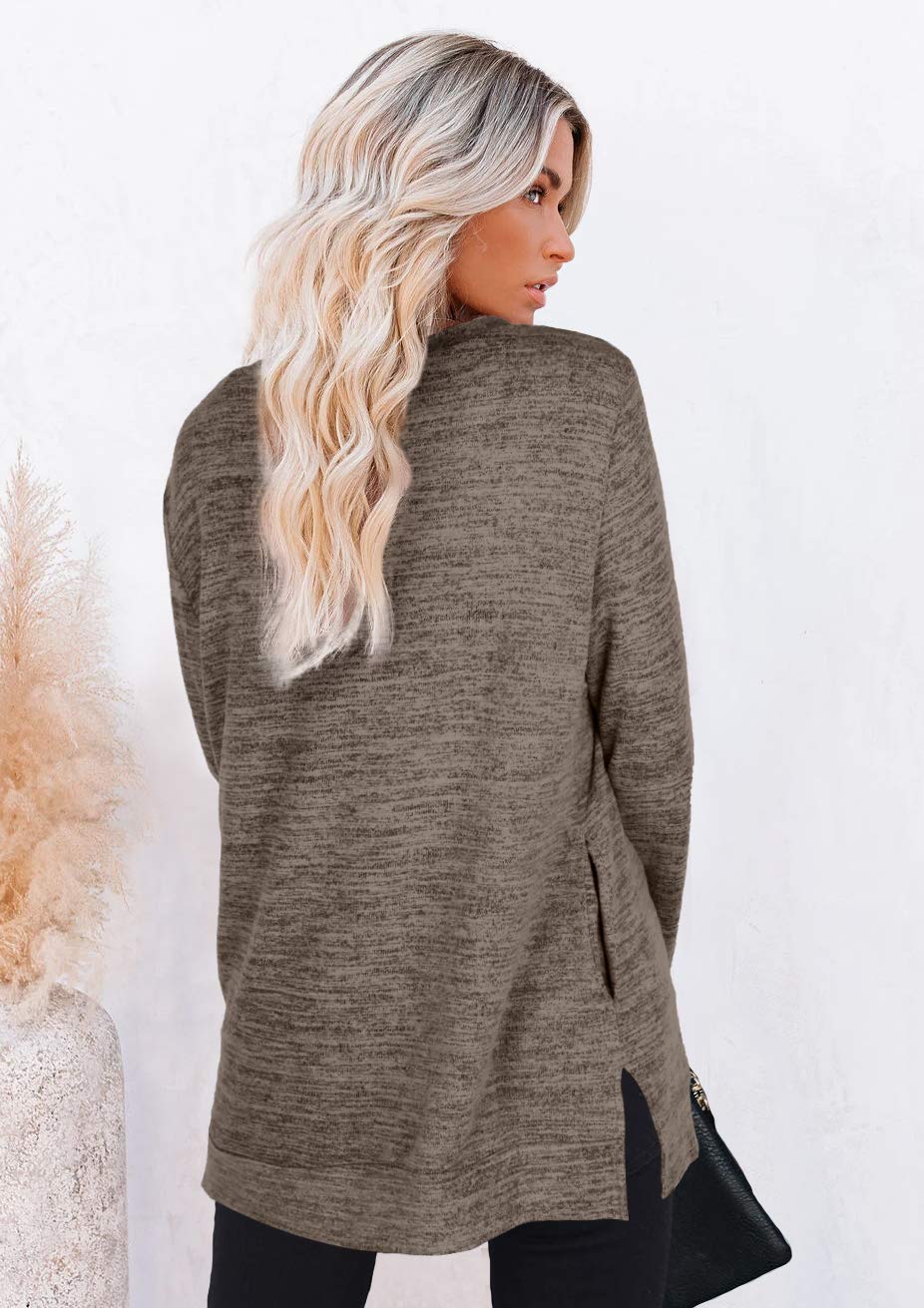 Womens Casual Sweatshirts Long Sleeve Shirts Oversized With Pocket Tunic Tops