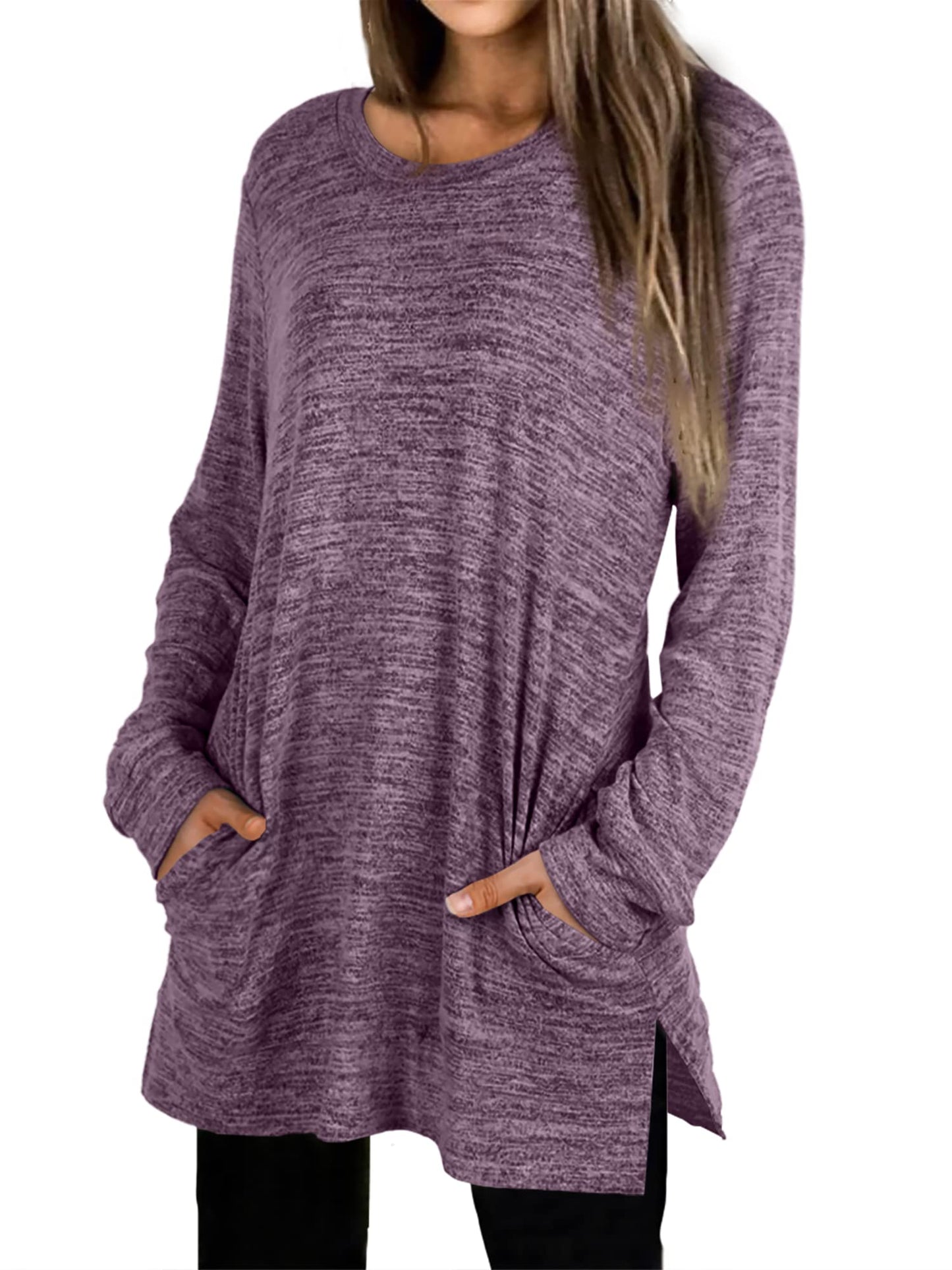 Womens Casual Sweatshirts Long Sleeve Shirts Oversized With Pocket Tunic Tops