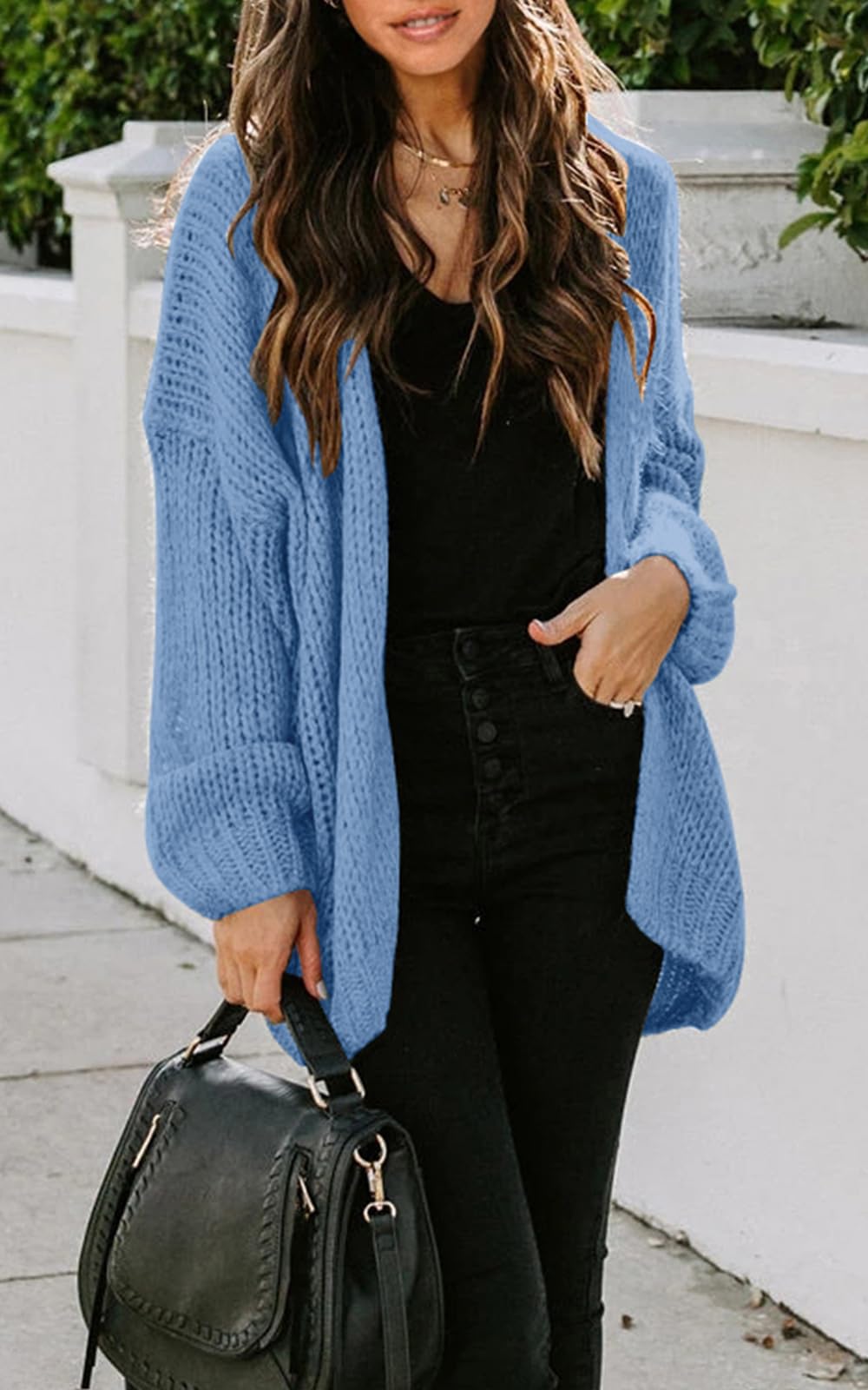 PRETTYGARDEN Women's Long Sleeve Open Front Knit Cardigans Sweaters Soft Loose Draped Coat Outerwear