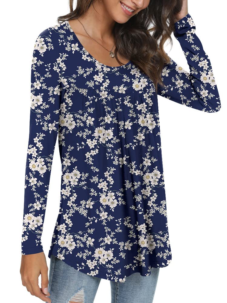 Womens Long Sleeve Loose Fit Tunic Tops Casual Ruffle T Shirt Blouses for Leggings
