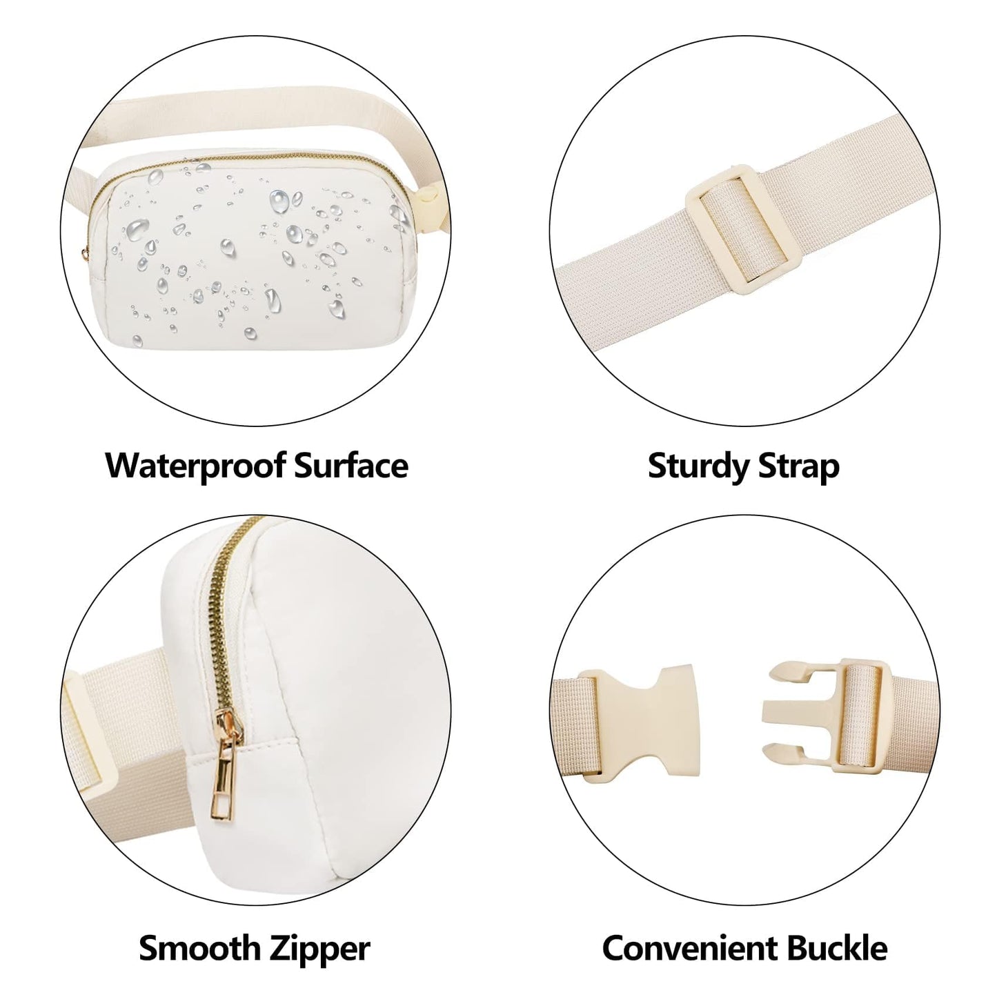 VOROLO Fanny Pack Christmas Gift For Women And Men Crossbody Bag Belt Bag Bum Bag with Adjustable Strap for Sports Black