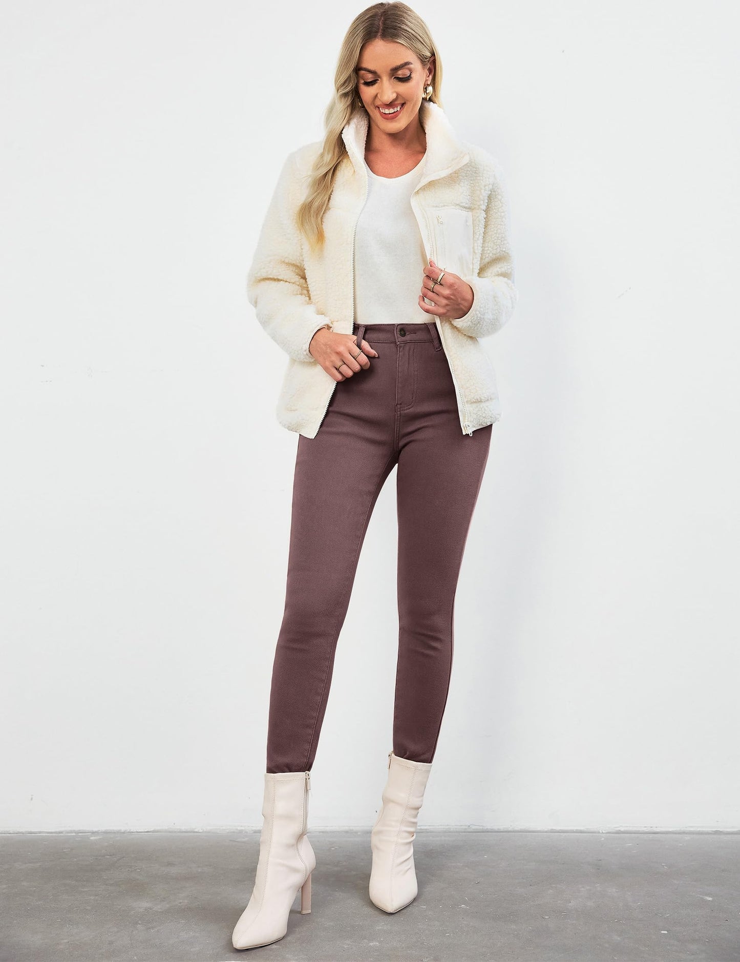 Vetinee Fleece Lined Jeans for Women High Waisted Skinny Winter Warm Slim Fit Thermal Jean Pants Stretchy Denim Jeggings