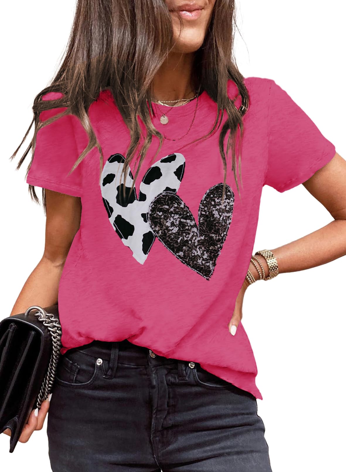 Womens Casual Polka Dot Tops Crewneck Short Sleeve T Shirts Fashion 2024 Spring Summer Loose Fit Shirts