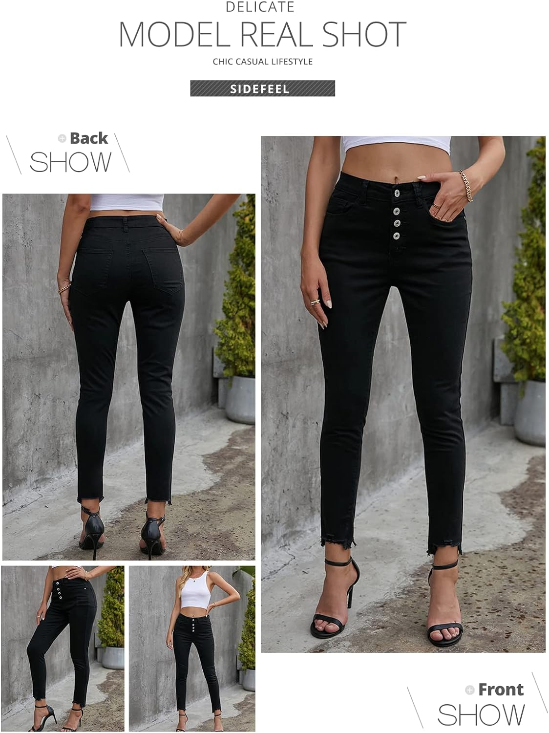 Women's Ripped Jeans Straight Leg Distressed Boyfriend Denim Pants