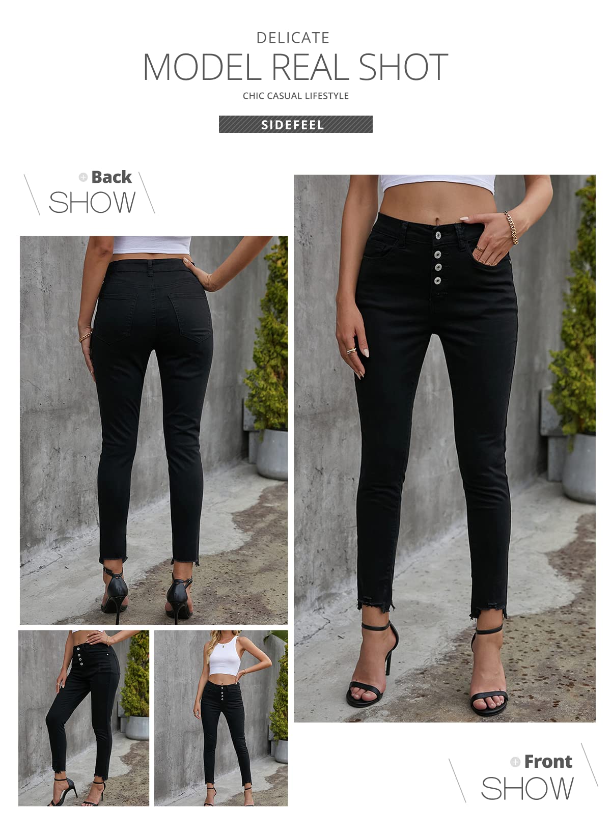 Women's Ripped Jeans Straight Leg Distressed Boyfriend Denim Pants