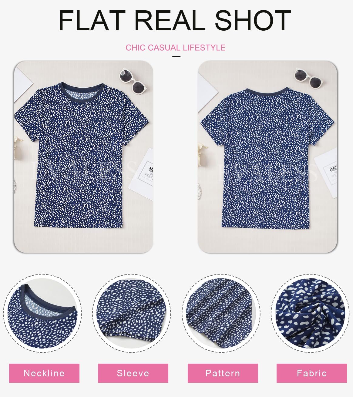 Womens Casual Polka Dot Tops Crewneck Short Sleeve T Shirts Fashion 2024 Spring Summer Loose Fit Shirts
