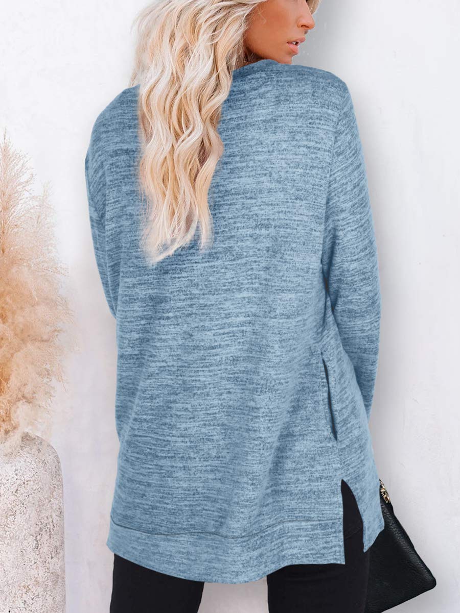 Womens Casual Sweatshirts Long Sleeve Shirts Oversized With Pocket Tunic Tops