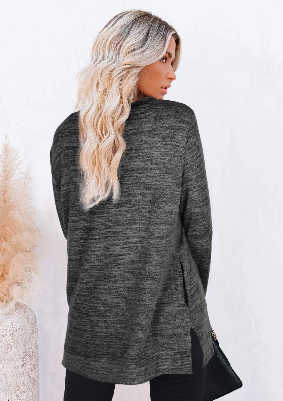 Womens Casual Sweatshirts Long Sleeve Shirts Oversized With Pocket Tunic Tops