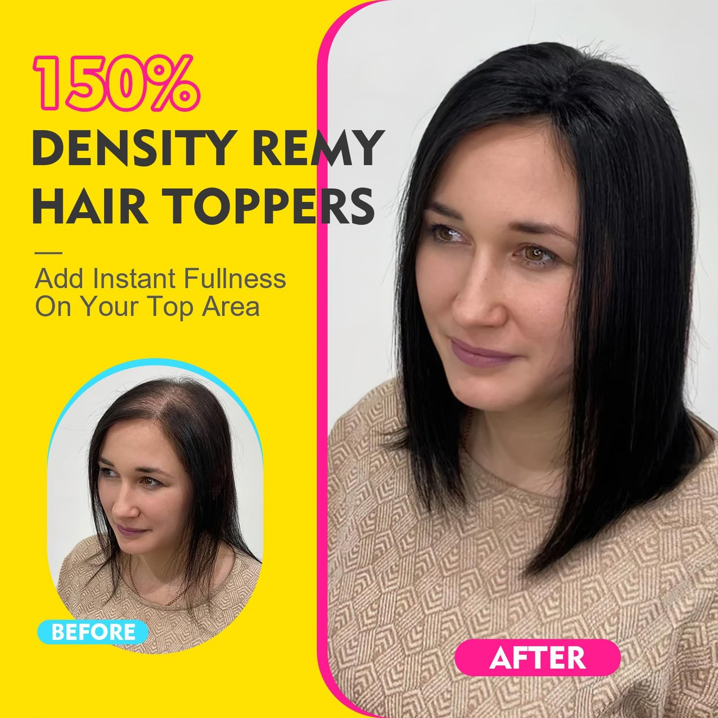 Human Hair Toppers for Women Real Human Hair No Bangs Toppers Hair Pieces for Women with Thinning Hair Upgraded Silk Base 10in. Clip In