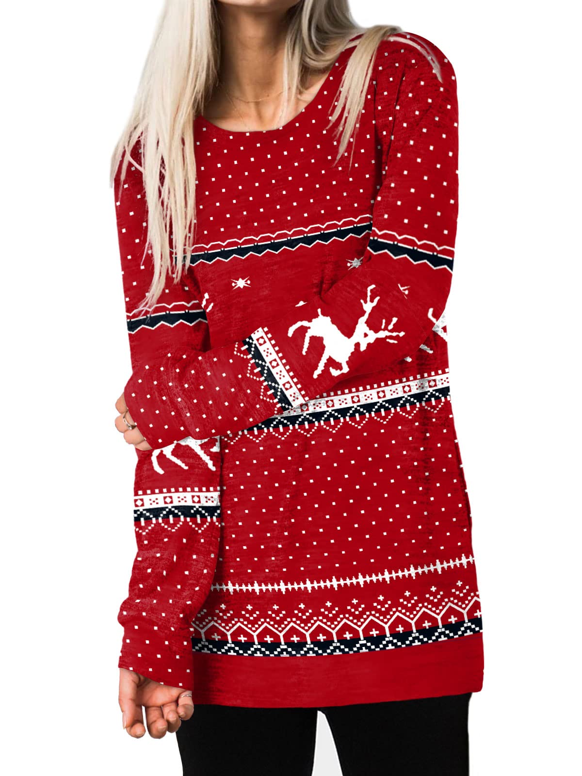 Womens Casual Sweatshirts Long Sleeve Shirts Oversized With Pocket Tunic Tops