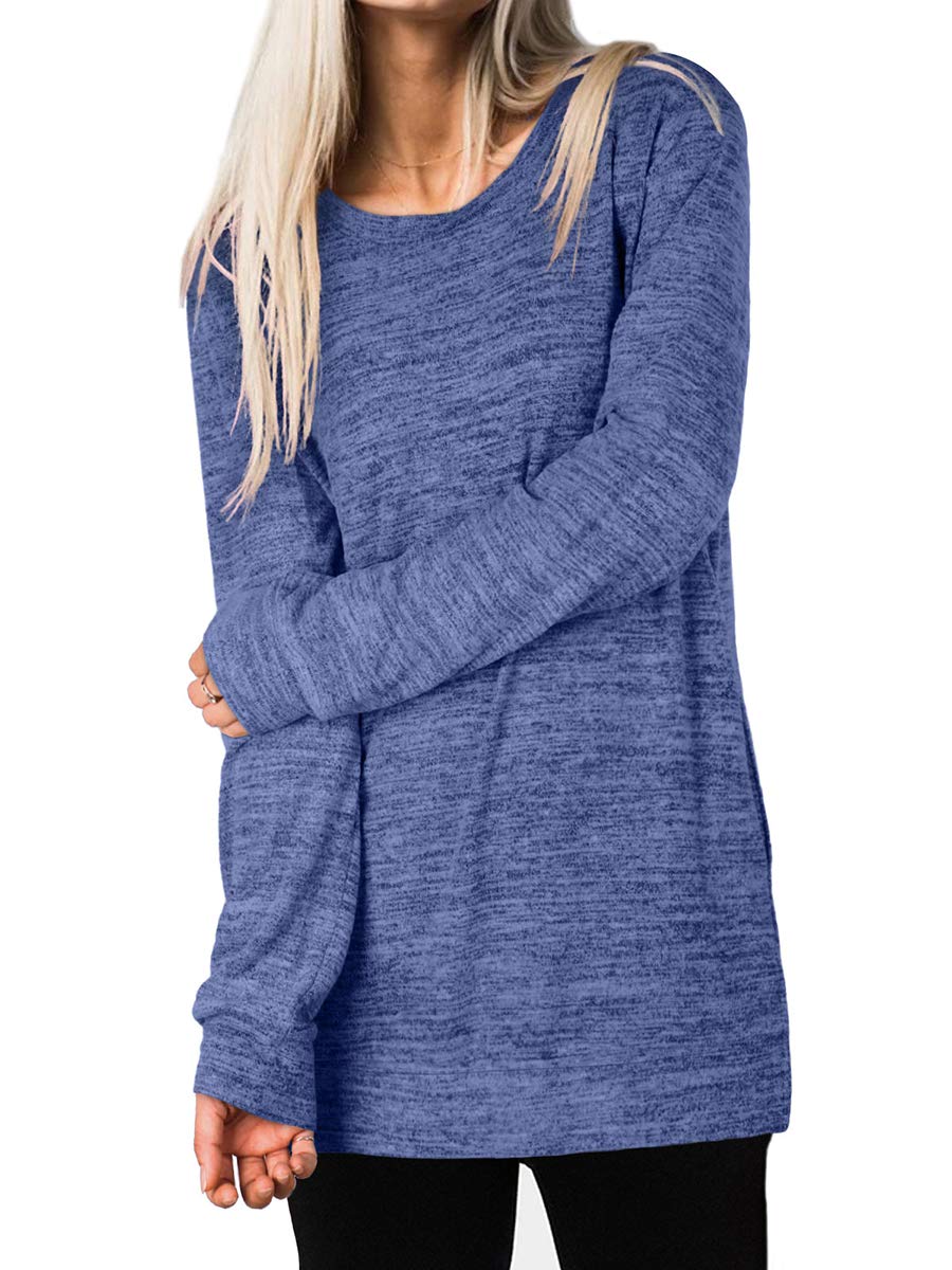 Womens Casual Sweatshirts Long Sleeve Shirts Oversized With Pocket Tunic Tops